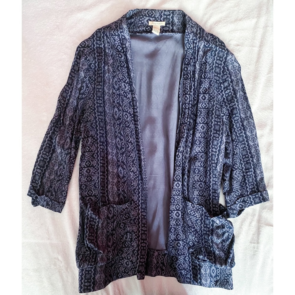 F21 Open Front Print Cardigan